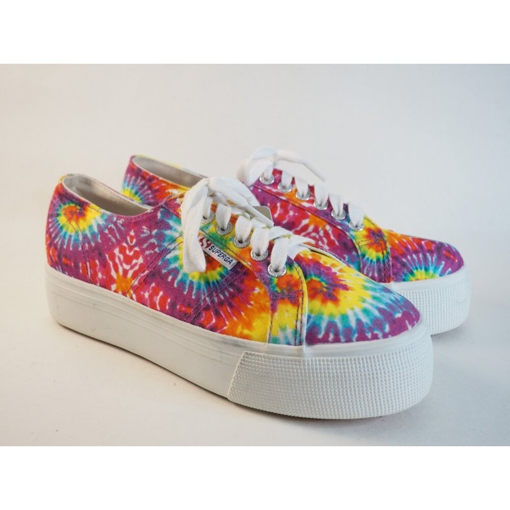 Superga Rainbow Tie Dye Lace-Up Platform Sneakers New! Size 9 | 40